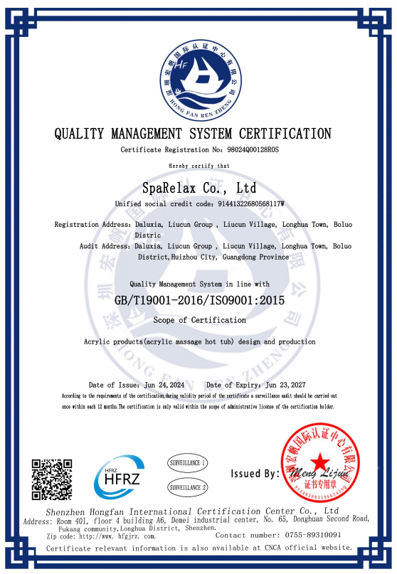 SpasRelax Certificate